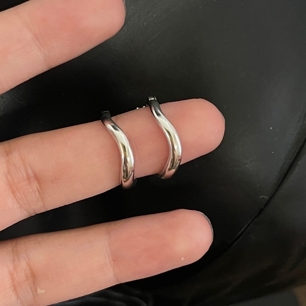 Sterling Silver Abstract Hoops - image 3